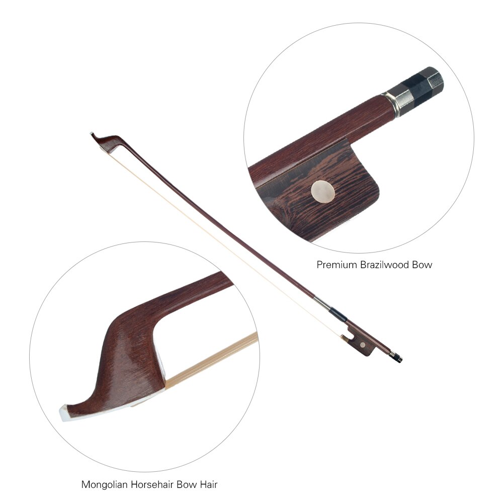 Franse stijl strijkstokken voor contrabas maat 4/4 brazilwood strijkstok paardenhaar strijkstokhaar geweldig evenwichtspunt orkestrale strijkers accessoires