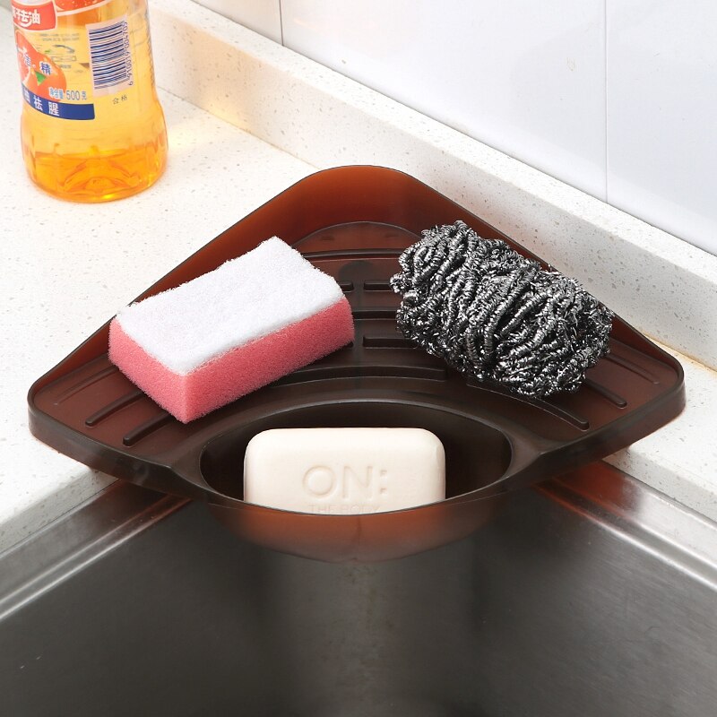 Sponge Sink Corner Shelf Draining Rack Wall Cuisine Dish Rack Drain Kitchen Sink Corner Draining Rack Storage Rack