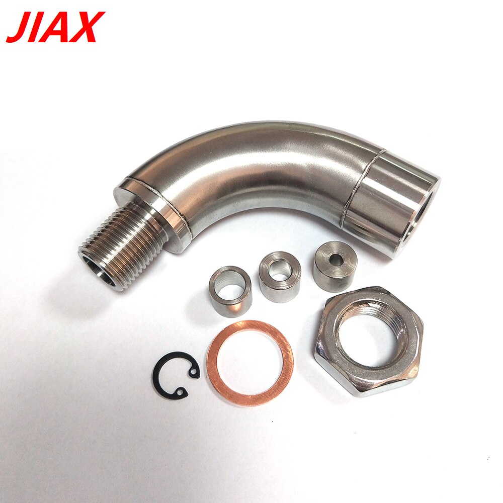 Rvs Uitlaat Katalysator M18X1.5 90 Graden O2 Sensor Defouler + 3 Flow Inserts