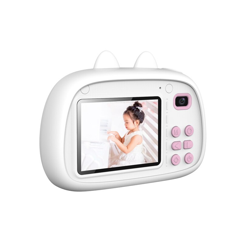 1080P 2.4 Inch HD Exquisite Digital Camera Kids Portable Digital Cameras Cartoon Display Child Girl Birthday: White