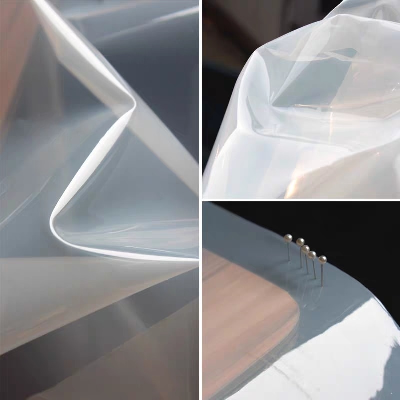 0.2mm gennemsigtig tpu stof pvc mælk hvid vandtæt flydende film diy gennemsigtig tøj regnfrakke poser plast stof