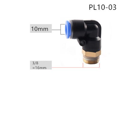 PL Pneumatic connector 4mm-12mm Hose OD 1/8" 1/4" 3/8" 1/2" Male Thread Pneumatic Tube Elbow Connector Tube Air Push In Fitting: PL10-03