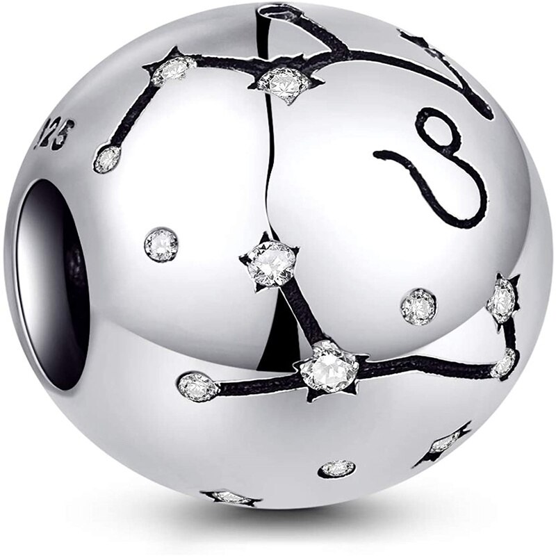 Codemonkey original sterling silber 925 sternbild-zodiak-rundperlen 12 passend für original 3mm armbandanhänger, cmc 1218: Leo -5