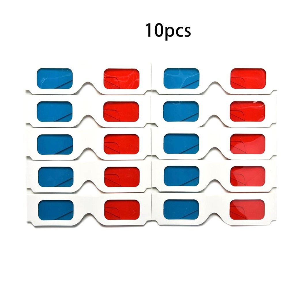 10pcs/lot Paper Anaglyph 3D Glasses Paper 3D Glasses View Anaglyph Red/Blue 3D Glass For Movie Video EF