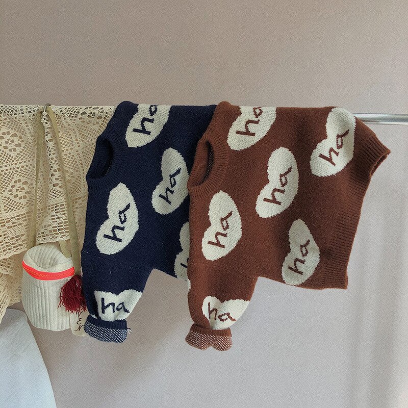 5554 hiver enfants pulls vêtements dessin animé lettre imprimer garçons et filles chandails 1-7T enfants vêtements pulls