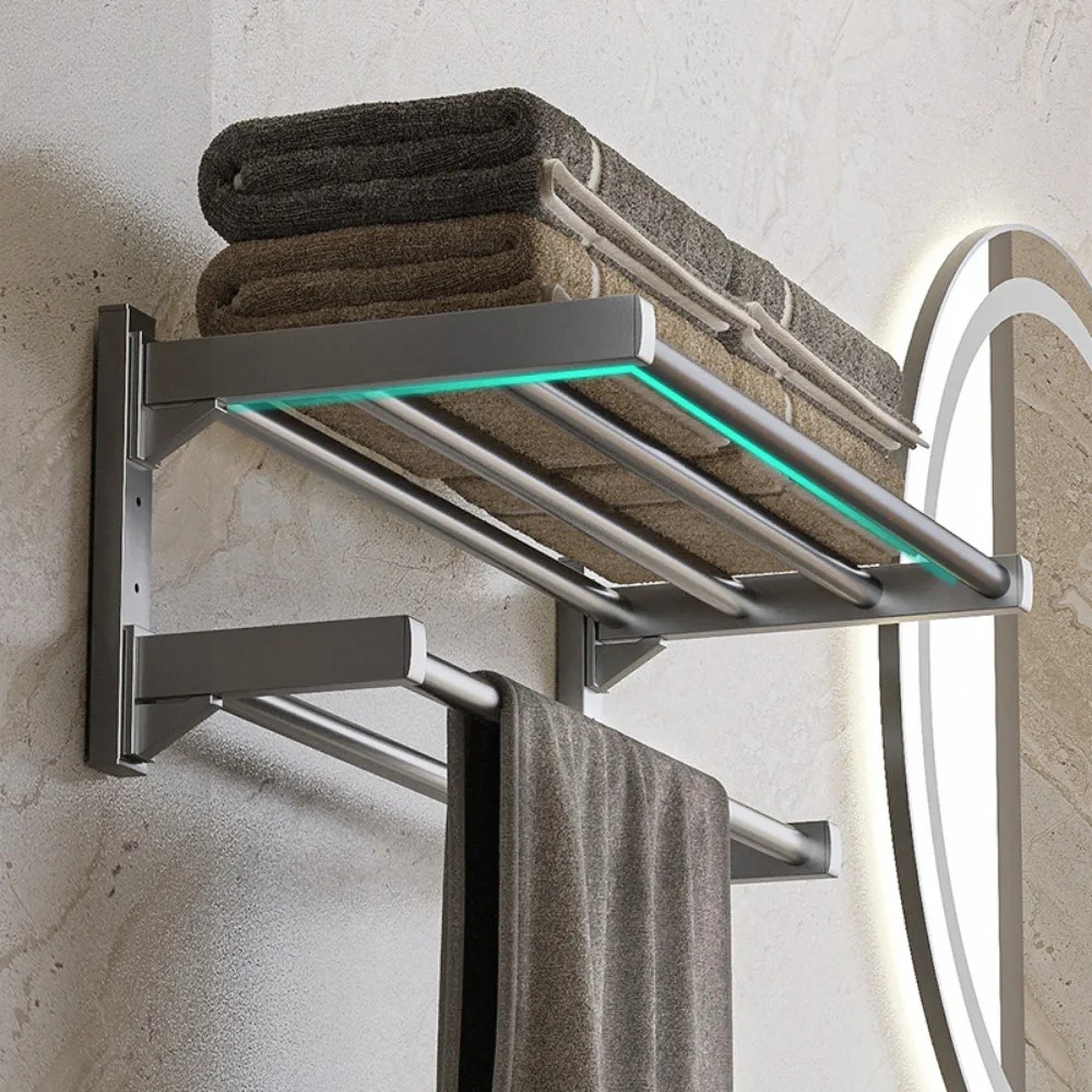 ein der Zauberstab montierter Handtuchhalter, nicht perforiert, hohe Tragfähigkeit, Waschlappen-Aufbewahrungsregal, hängende Stangenregale, Badezimmerzubehör