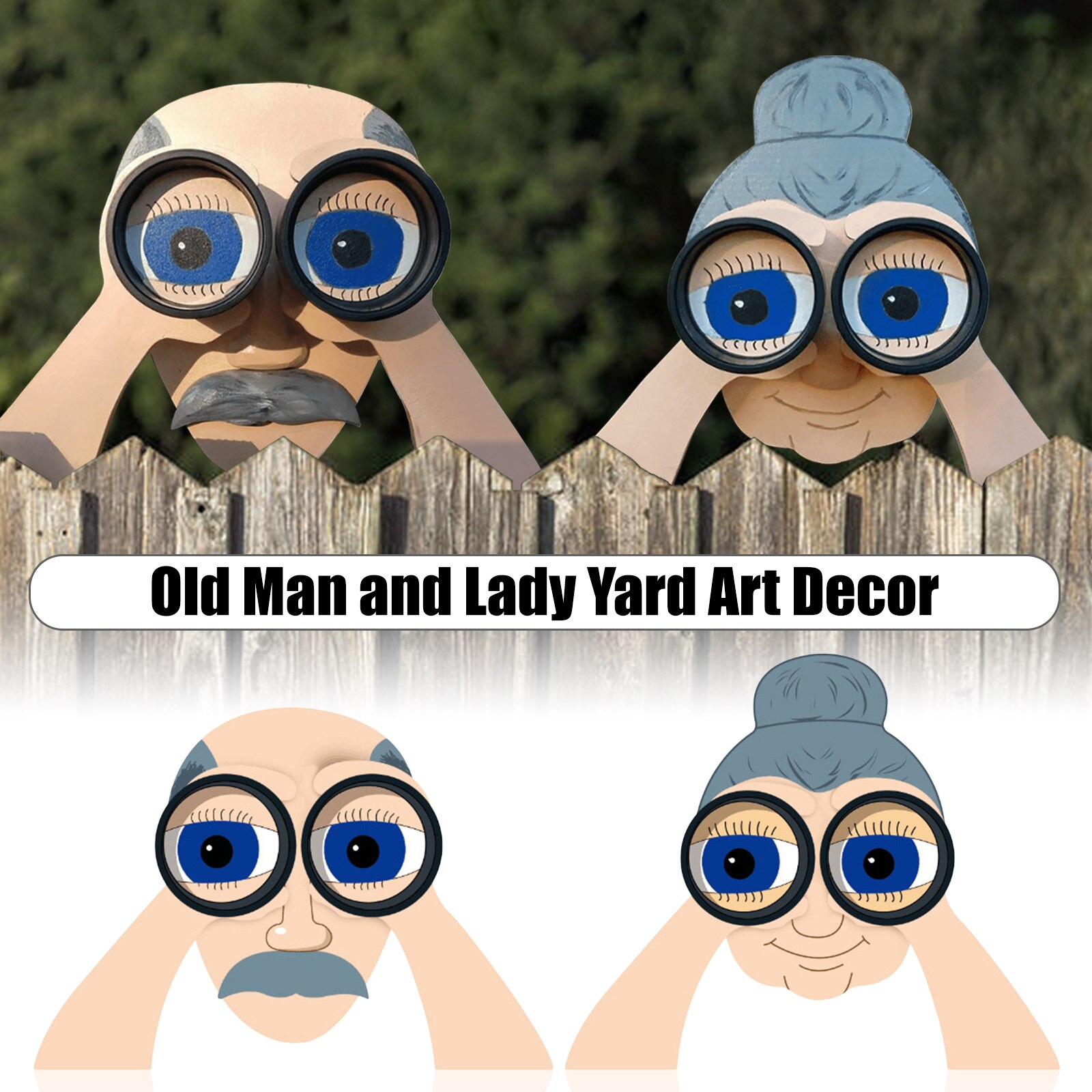 Funny Fence Decoration Gossip Old Man And Lady Garden Yard Art Crafts Garden Outdoor Decor Art Farm Courtyard Ornament