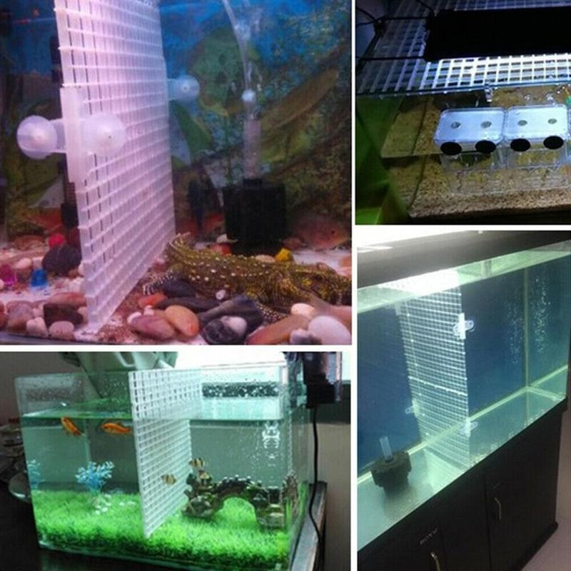 Akvarium akryl skillevægge fulde huller med 4 stk sugekop gratis til betta fisk guppies tank sort blå klar