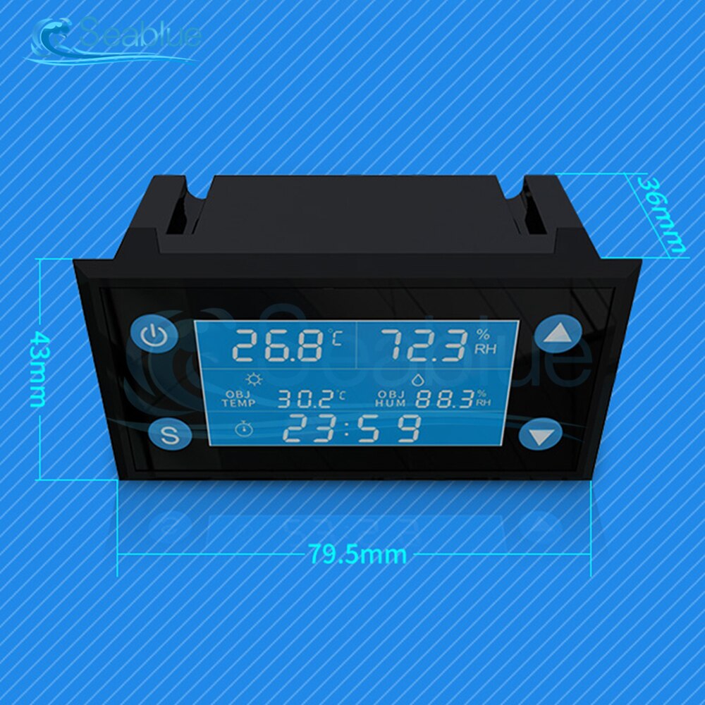 Controlador Digital de temperatura y humedad W1212, SONDA DE Sensor SHT20 LCD para incubadora, termostato de Acuario, 110V-220V