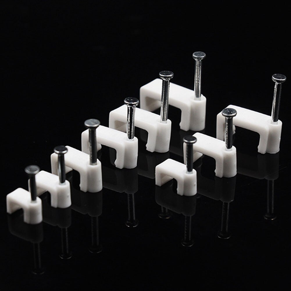 100pcs Wall Sub Line DIY Mount With Nail Fixing Clamp Office Trough Square Multipurpose Cable Clip Home Supplies Wire Card