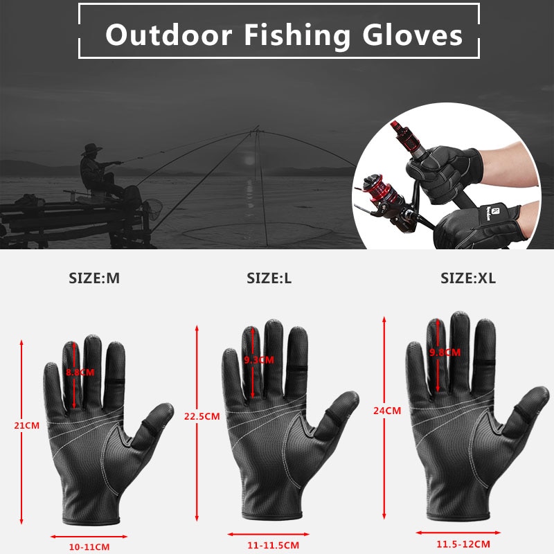 1 par de guantes de pesca para hombre y mujer, protección de pesca antideslizante, 2 dedos cortados, equipo deportivo de pesca, guantes de pesca