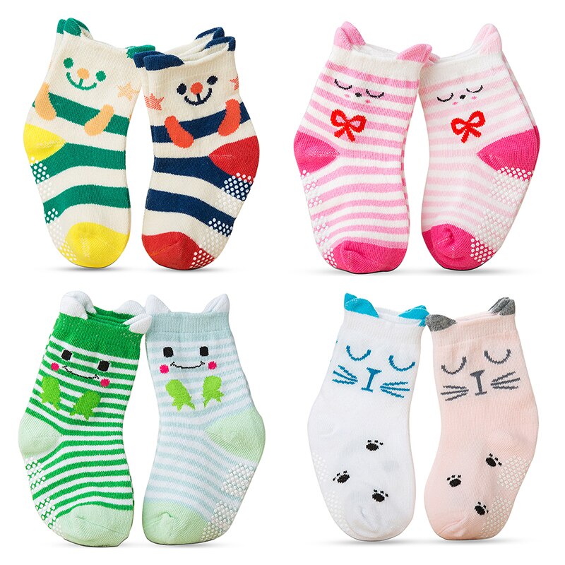 2 Paren/partij Herfst Lente Katoenen Baby Antislip Kinderen Cartoon Meisje Jongen Sokken Karakter Unisex Kindje Ongedwongen Warme sokken