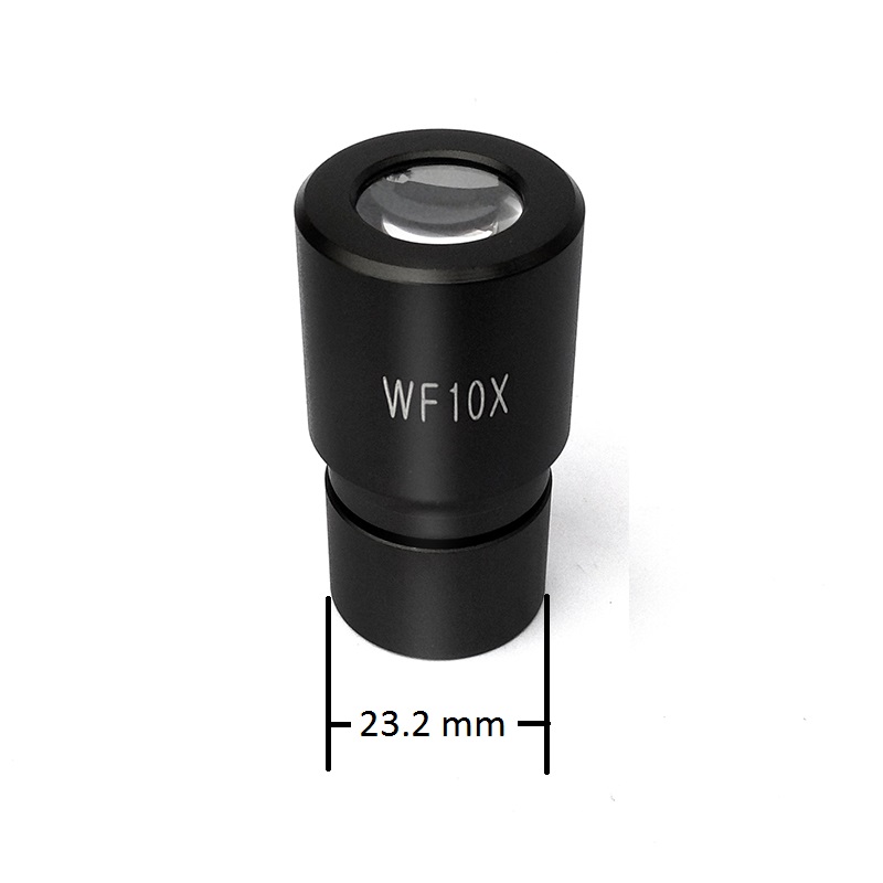 Ocular Ramsden de Campo Amplio WF10X para microscopio biológico, tamaño de montaje de 23,2mm, campo de 16mm, con o sin retícula de micrómetro