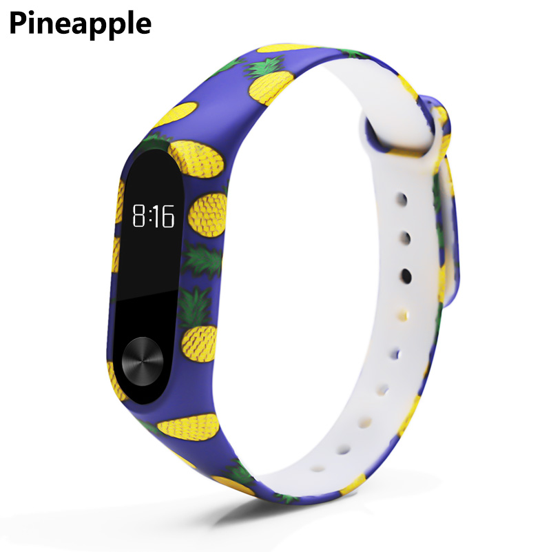 BOORUI Miband 2 Accessories mi band 2 strap colored Special Silicone Strap belt for Xiaomi Mi Band 2 Smart Bracelets Smartband: Pineapple