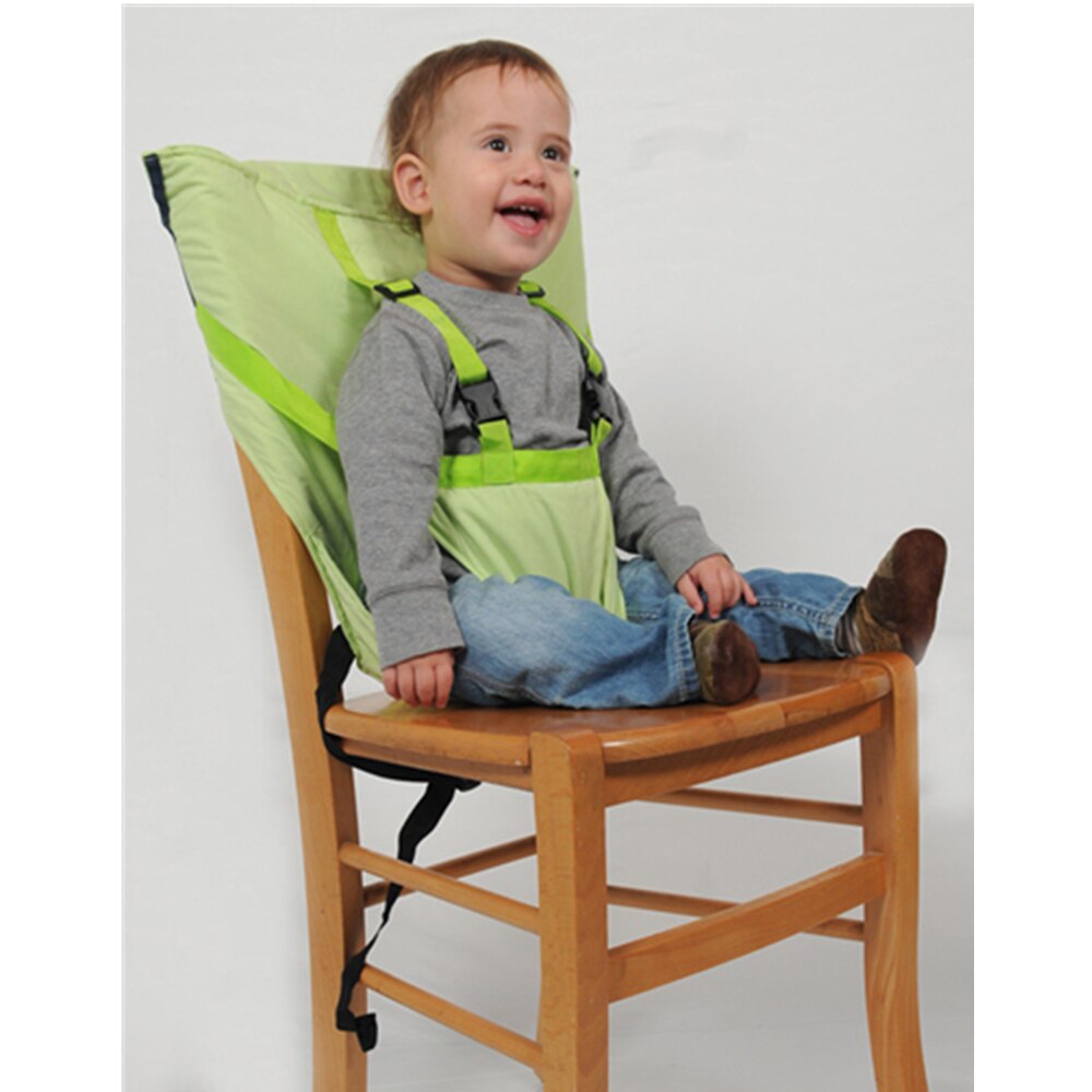 Stol til babyer baby bærbar sæde børn rejser sammenklappelig vaskbar spisning fodring høj stol sikkerhedsseler booster til fodring: Grøn