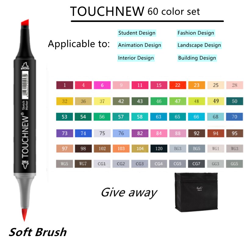 TOUCHNEW Sketching markers Soft brush Marker pen set brush marker alcohol-based marker comic drawing animation art supplies: Navy Blue