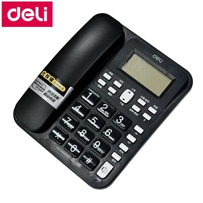 Deli 788- zits telefoonset met snoer, nummerweergave en geheugen, kantoortelefoonset voor huishoudelijk gebruik: Zwart