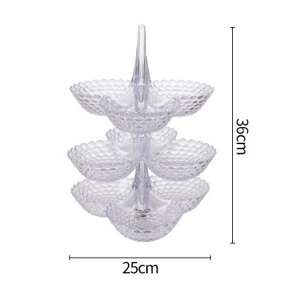 European Fruit Plate Multilayer Stacking Plastic Storage Fruit Tray Household Candy Plate Dried Fruit Box: 3 layer transparent