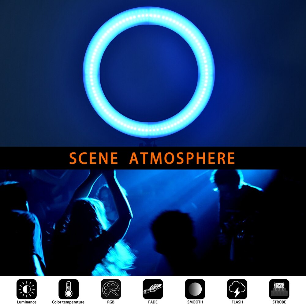 10 zoll RGB licht bunte Usb Schönheit Video Studio Foto Kreis Lampe Dimmbare Selfie LED Ring Licht Mit Stativ Blitz-LED