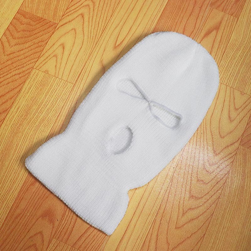 Sombreros clásicos de punto para hombre y mujer, gorros blancos cálidos para el invierno, Cosplay de CS Beanies informales, 3 agujeros, Unisex: Blanco