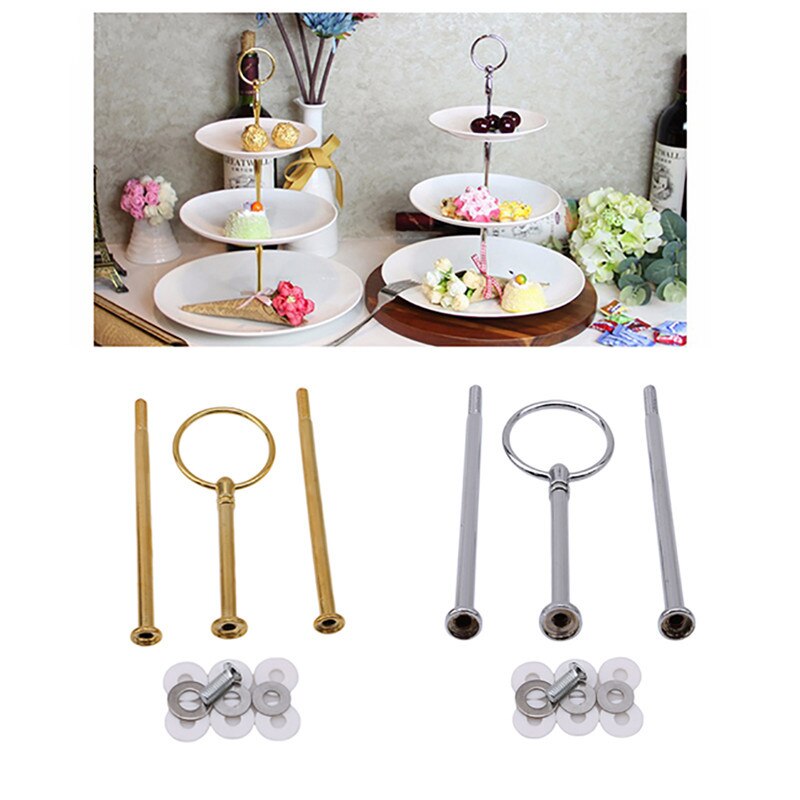 3 Tier Cake Fruit Plate Cake Plate Stand Handle Fitting Tool Stand Hardware Rod Plate Stand Cake Decorating Tool