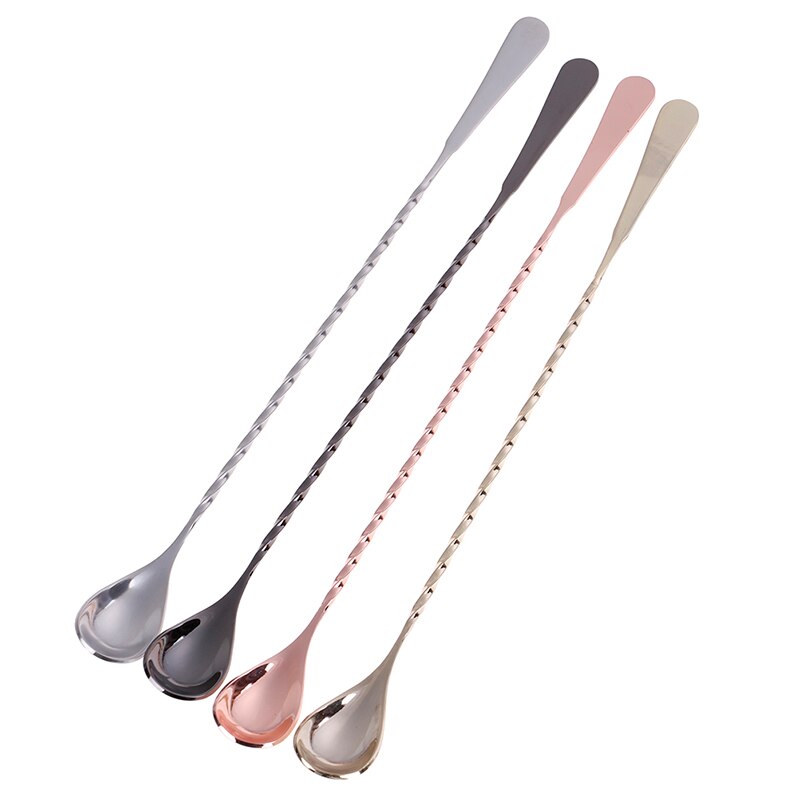 30cm Cocktail Spoon Bar Spoon Stainless Steel Mixing Spiral Pattern Bar Teadrop Spoon Bar Tool Bartender Tools