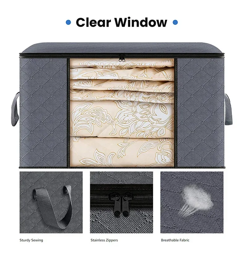 Sac de rangement pour vêtements de grande capacité, 3/1 pièces, sacs de rangement pliables pour couvertures, conteneurs de rangement pour organiser les vêtements de placard de chambre à coucher
