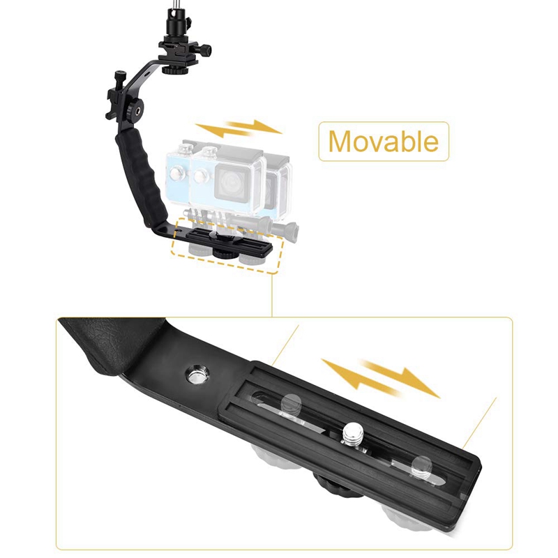 Aluminium Mini Ball Head 1/4Inch Mount Met Flash Schoen Met L Beugel Gewatteerde Handheld Houder L beugels