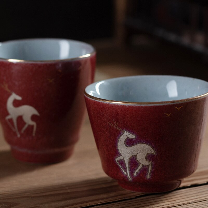 Rouge cuivre semelle Kung Fu tasse en céramique à la main grossière poterie service à thé personnel thé maître tasse unique tasse cramoisi en céramique tasses à thé