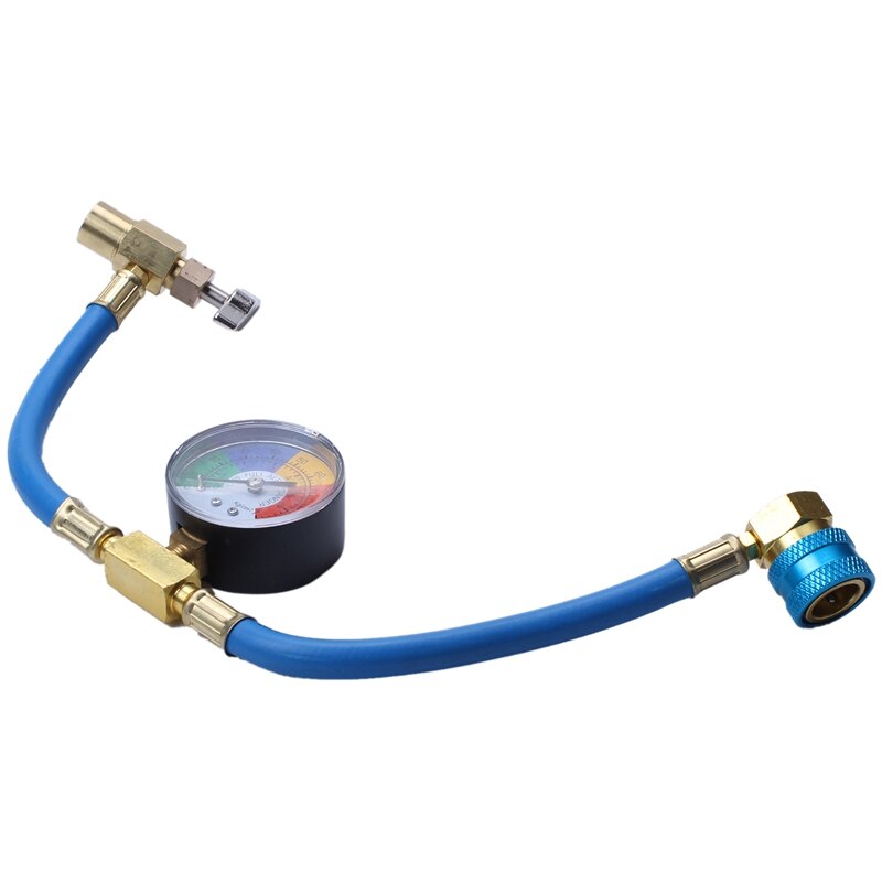 A/C R-1234YF Car Air Conditioning Refrigerant Filling Hose Manifold Pressure Gauge: Default Title