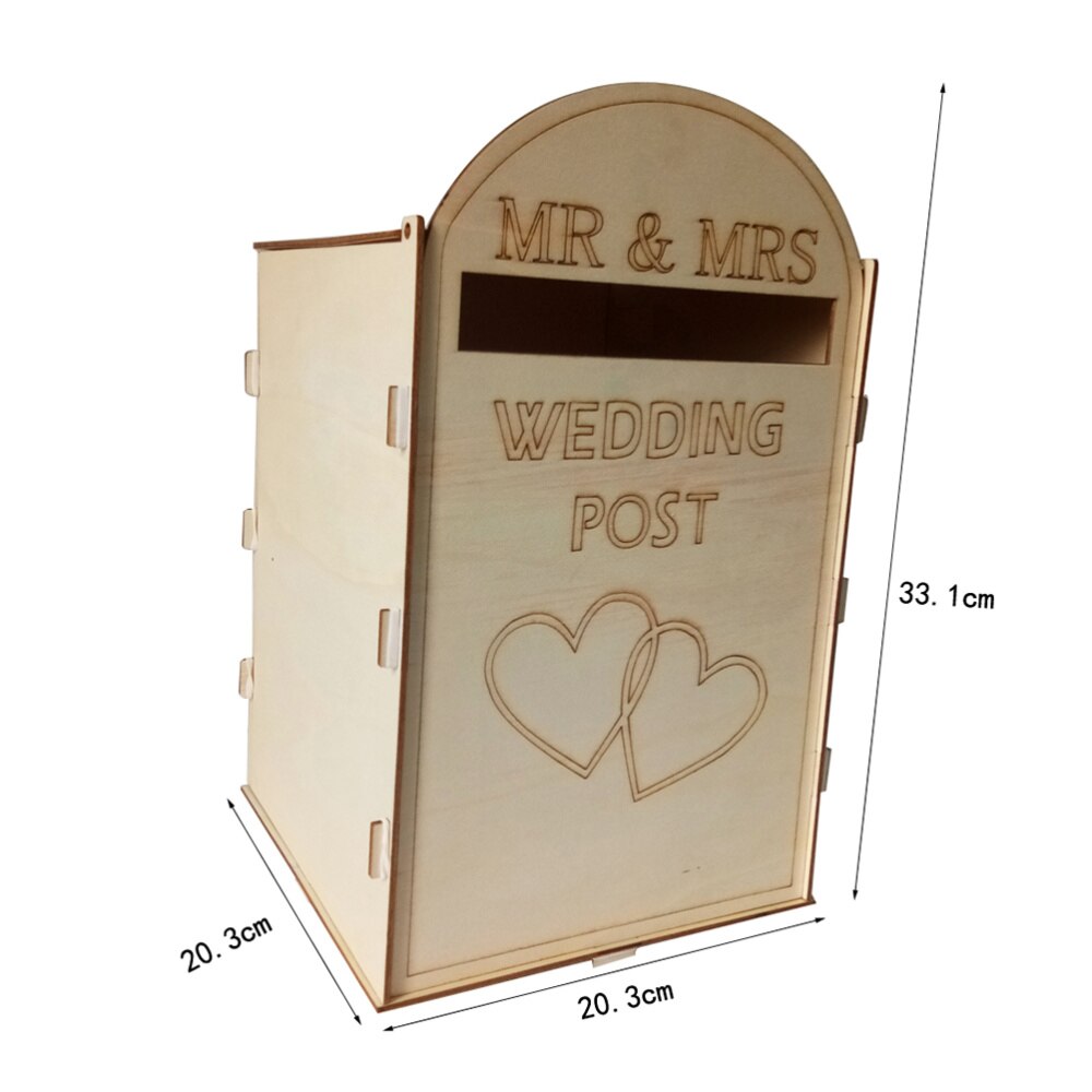 Caja de madera de boda, buzón de correo rústico, soporte de tarjeta de , adornos artesanales, SUMINISTROS DE BODA (con una llave)