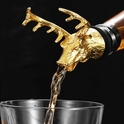 Seltsame 4 Farben Goldene Hirsch Kopf Wein Mund Elch Karaffe Zink-legierung Wein einstellen Rose Gold Bar Familie Wein Werkzeuge zubehör