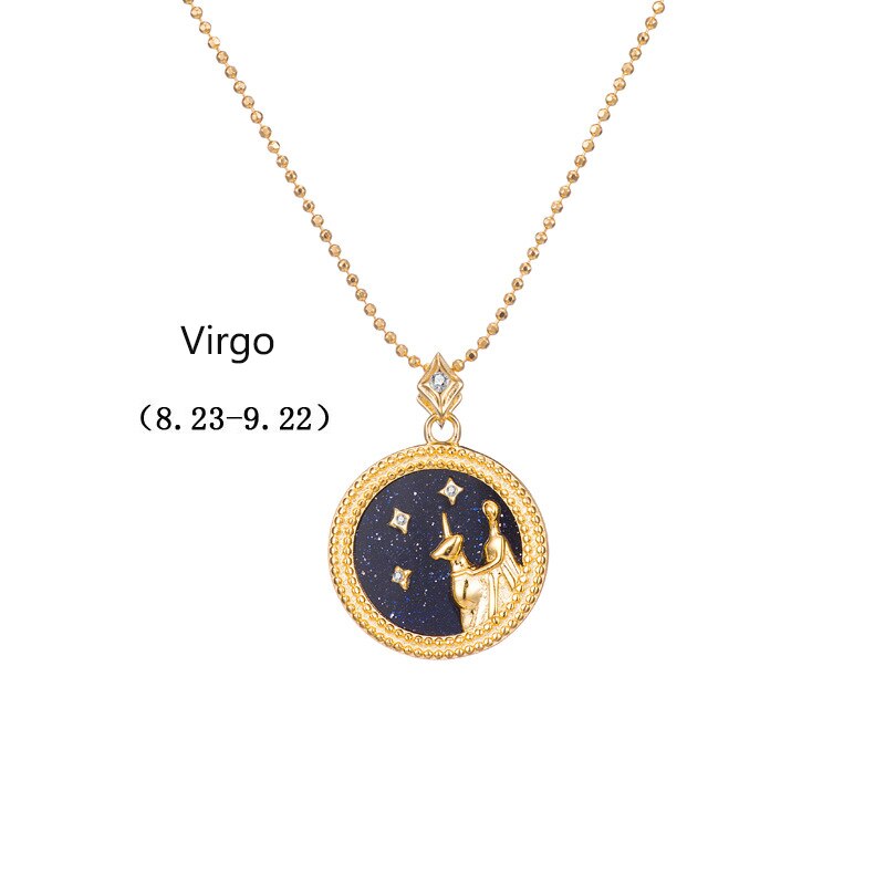 925 Sterling Zilveren Bal Kraal Ketting 12 Zodiac Constellation Horoscoop Medaillon Ketting Verjaardag Ster Teken Valentijnsdag: Virgo