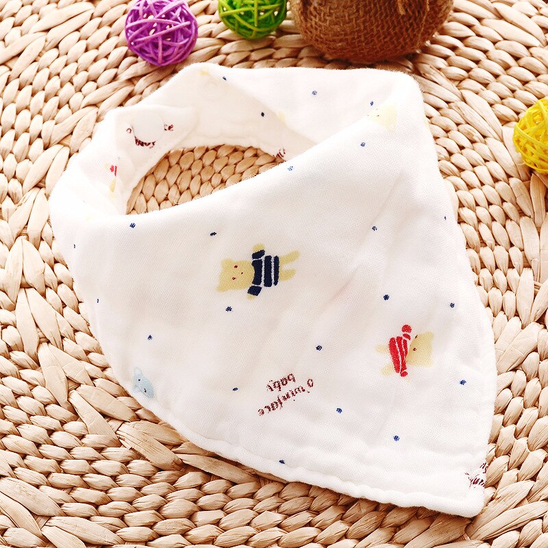 Muslin Baby Slabbers - Cartoon Dierenprint - Katoen Bandana Smock - Unisex Baby Spuugdoekjes: Kleine beer