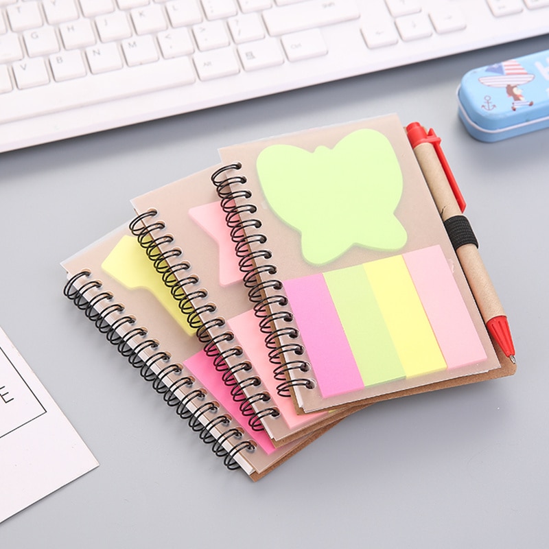 Notebook Portable Post-it Notes Memo Agenda Planner Book with Pen Daily Schedule Organizer Brief Lines School Stationery Student