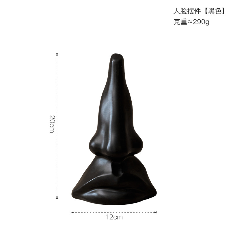 Abstract Human Face Nose Vase Ceramic Crafts Hydroponic Porcelain Vase Flower Arrangement Container Countertop Decoration Modern: A