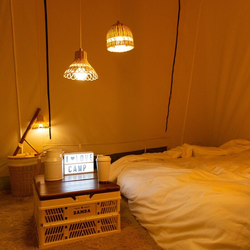 Hand-woven Natural Rattan Lampshade Chandelier Hanging Light Shades for Bedroom Living Room Homestay