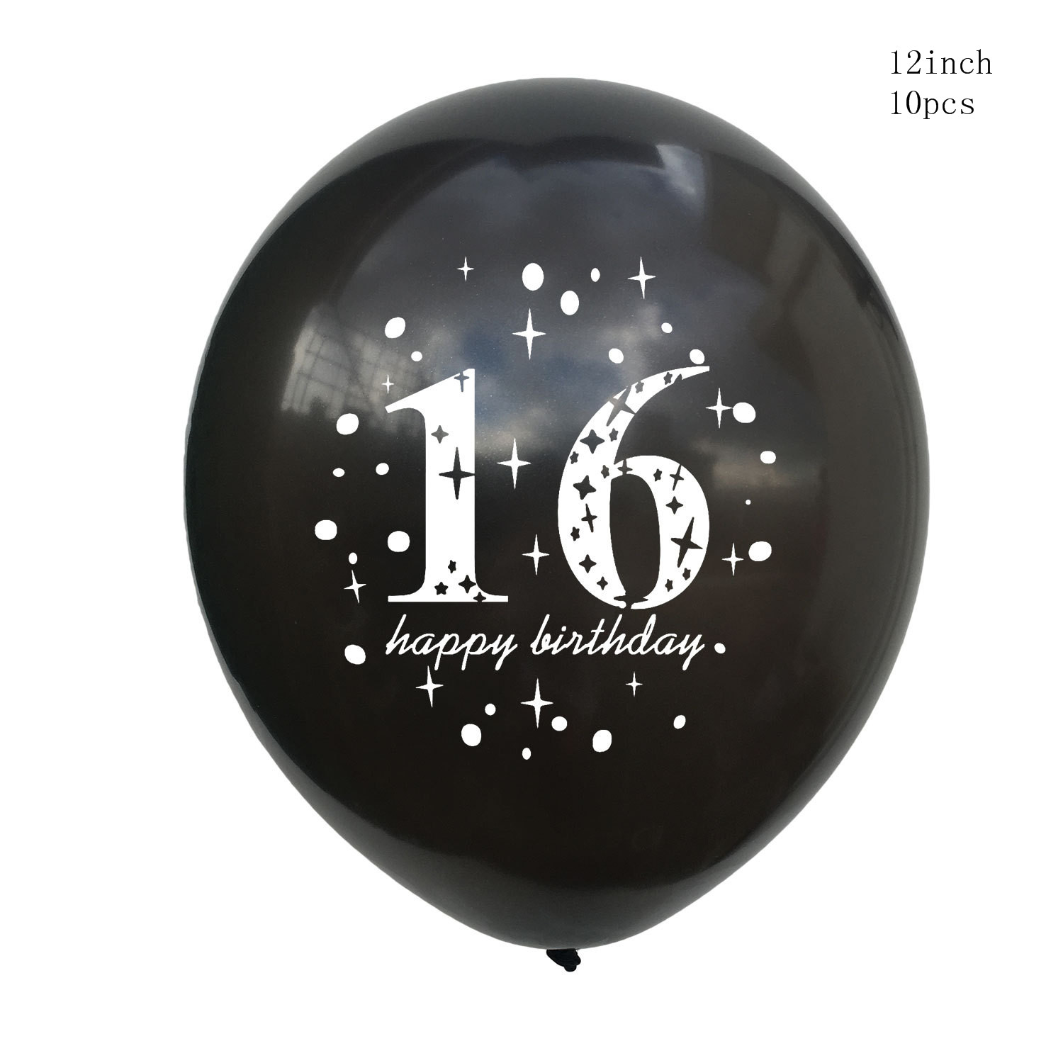 10Pcs Sweet 16 Princess Birthday Balloon 16th Birthday Party Decoration Supplies Favor Happy Birthday Decoration: black