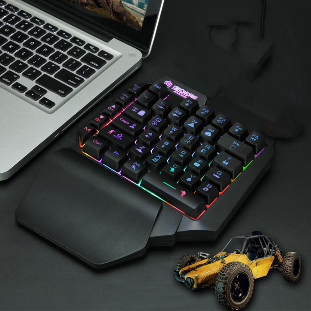 Een Hand 35-Key Mechanische Gaming Toetsenbord Rgb Backlit Draagbare Mini Gaming Keyboard Game Controller Voor Pc PS4 xbox Gamer