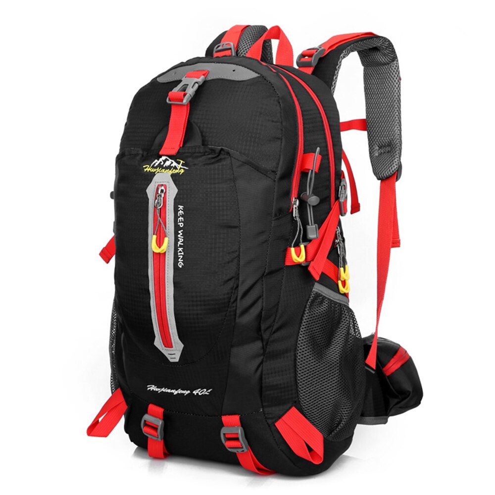 40L Backpack Climbing Backpack Women Men Water Resistant Travel Backpack Hike Laptop Daypack Trekking Climb Back Bags Rucksack: Black  Red