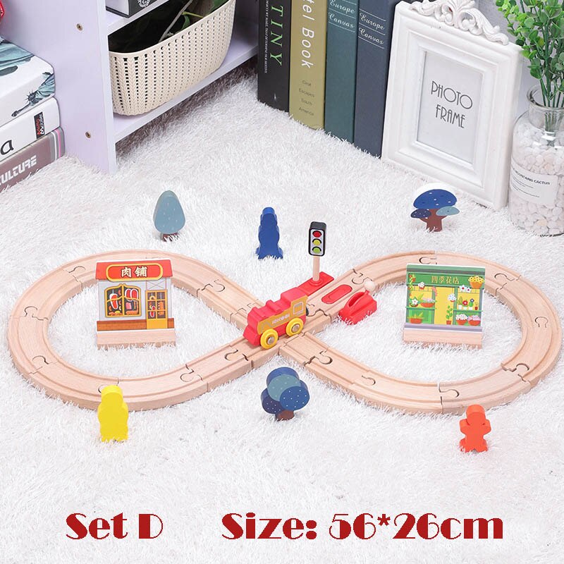 1Set Beech Wood Railway Vehicle Toys Accessories Wooden Track Assembled Educational Toys Fit All Wood Track Biro Toys for Kids: SET D