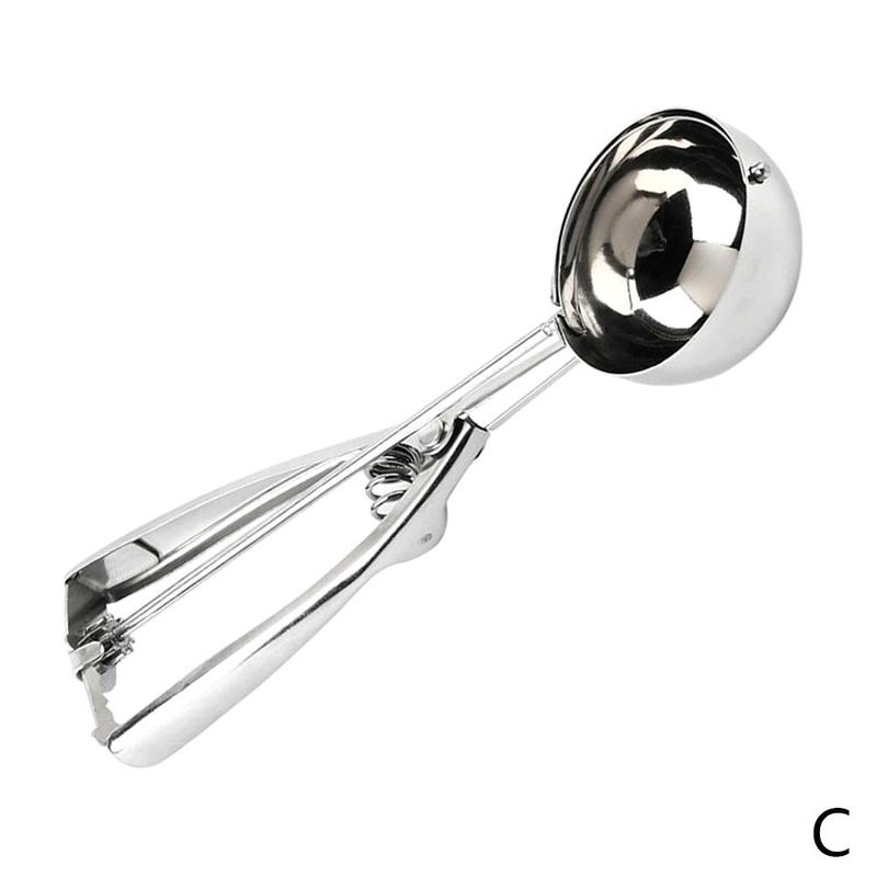 Miarka ze stali nierdzewnej robić lodów zacier ziemniaków narzędzia kuchenne uchwyt sprężynowy zacier ziemniaków piłka w kształcie arbuza szufelka akcesoria domowe: 6