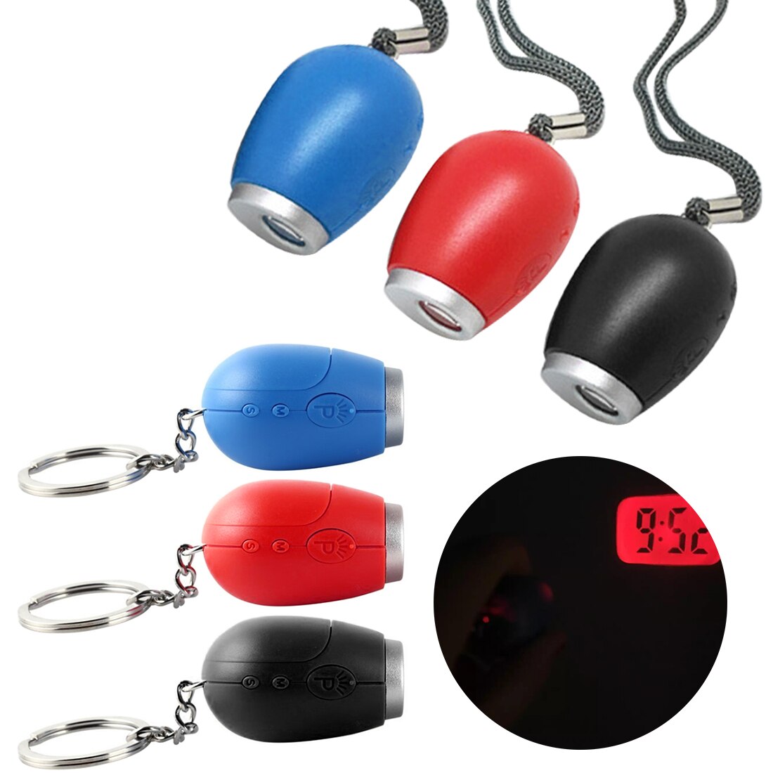 Digital projektionsklocka mini väckarklocka led nyckelringsklocka nattlampa magisk projektorklocka med knappbatteri