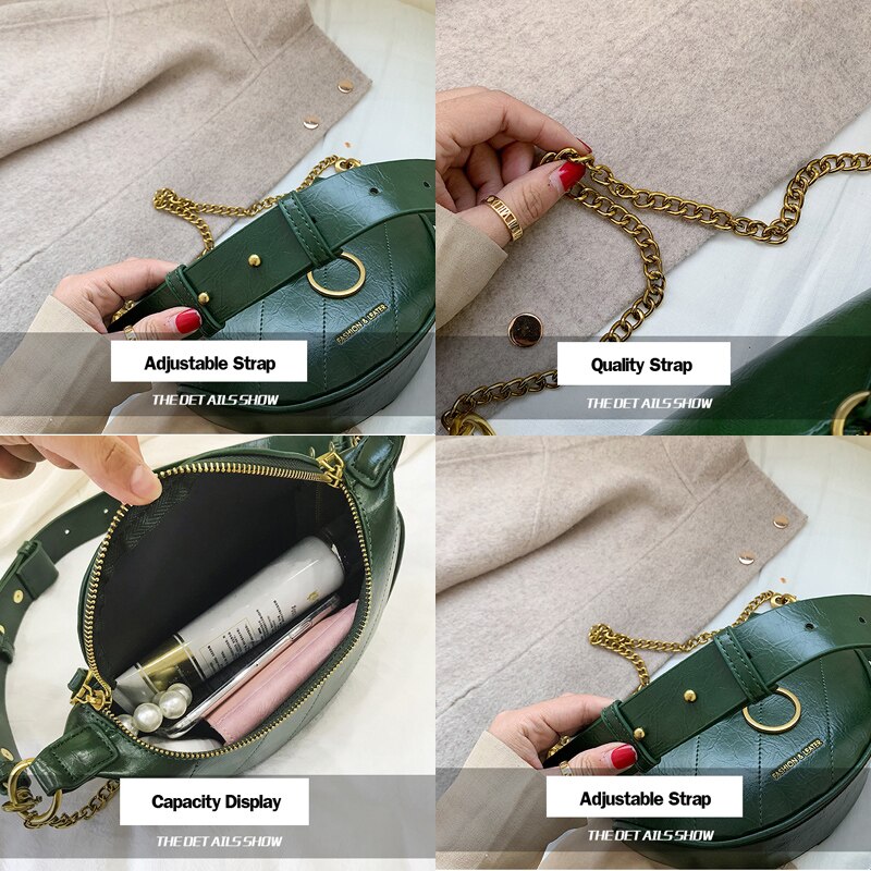 Luksus merke midje bag kjede stropp fanny pack kvinners midje pakker bag crossbody brystveske nerka