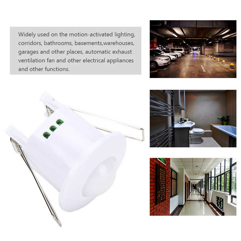 Recessed Automatic Infrared PIR Motion Sensor Switch with Time Delay for Ceiling Light 100V-240V sensor de