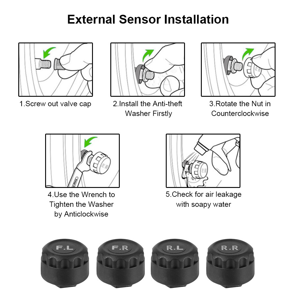 TPMS Car Tire Pressure Alarm Monitor System HD Digital LCD Display Tyre Temperature Warning Tools Auto Security Alarm Systems