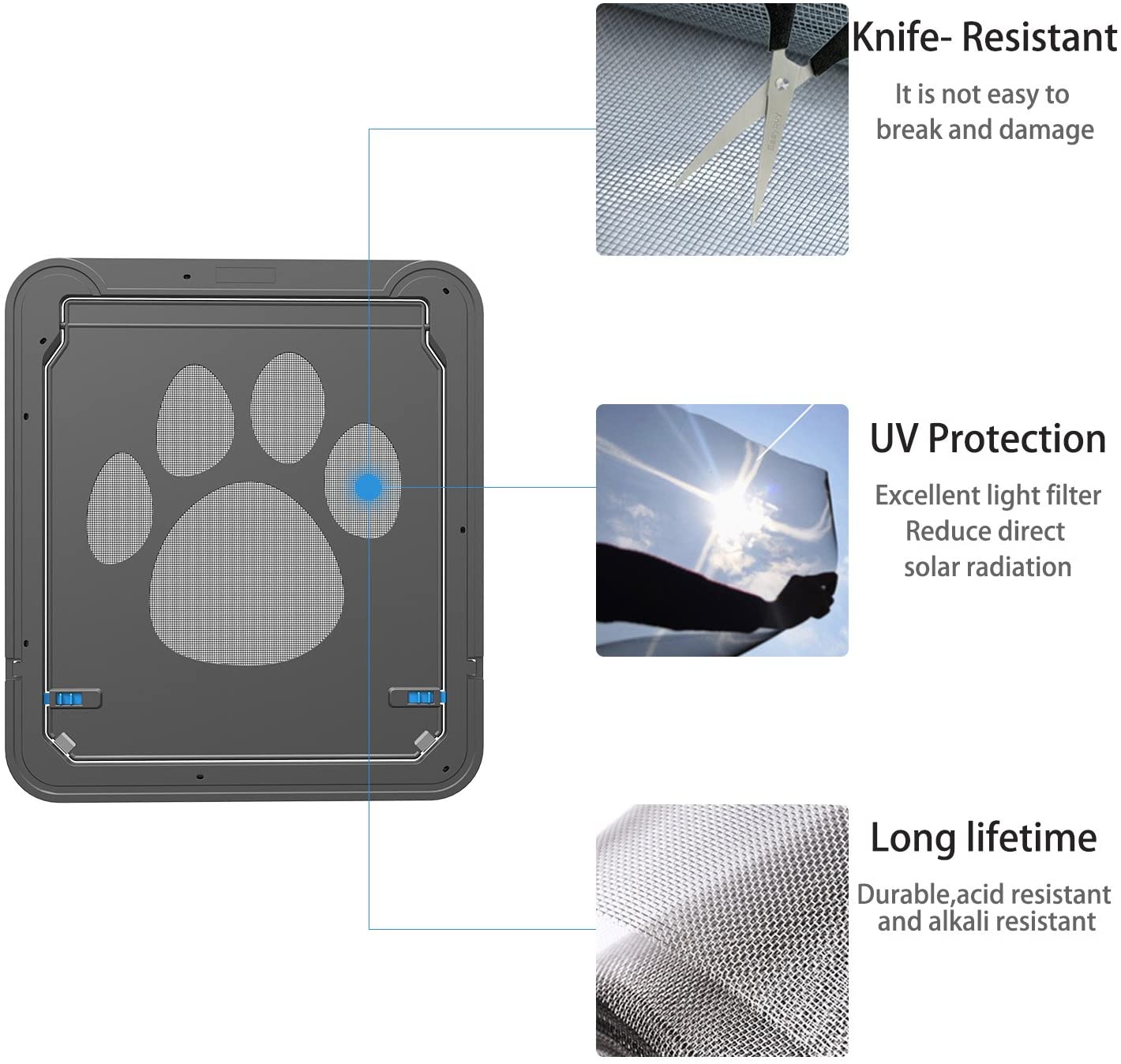 Pet Screen Door Lockable Sliding Screen Dog Door with Magnetic Flap for Exterior Enter Freely Pet Door for Small Large Dogs Cats