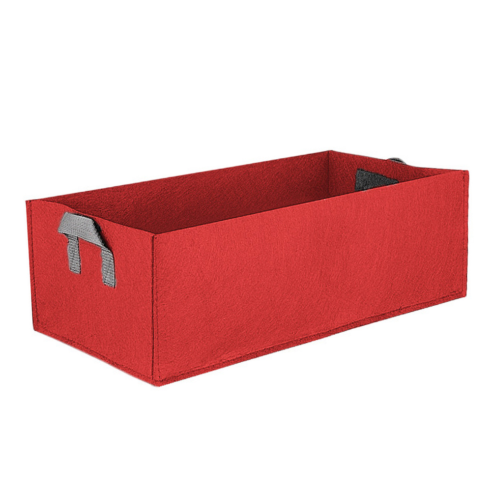 1pc kasvukassi kangasta korotettu puutarhasänky neliönmuotoinen puutarha piha kukka vihanneskasvi kukkaistutuskassi istutusruukku kahvoilla: L 60 x 30 x 20cm / Punainen