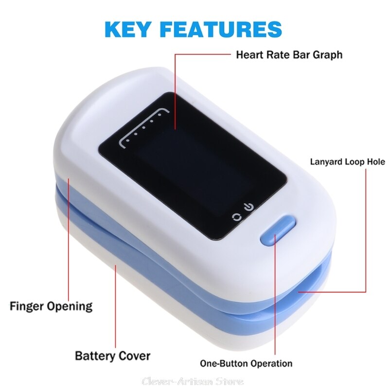 Fingertupp pluss oksymeter finger puls oksemonitor blod oksygenstasjon oksymeter blodoksenmåler hjertefrekvensmåler  au 20