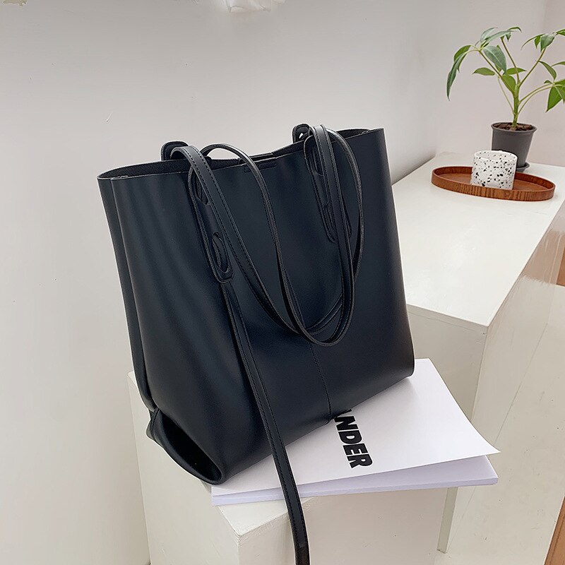 Vrouwen Tassen Handtas Grote Crossbody Mode Messenger Schoudertas Voor Vrouwelijke Zwarte Grote Totes Soft Pu Leer Boodschappentas Bolsa: Black